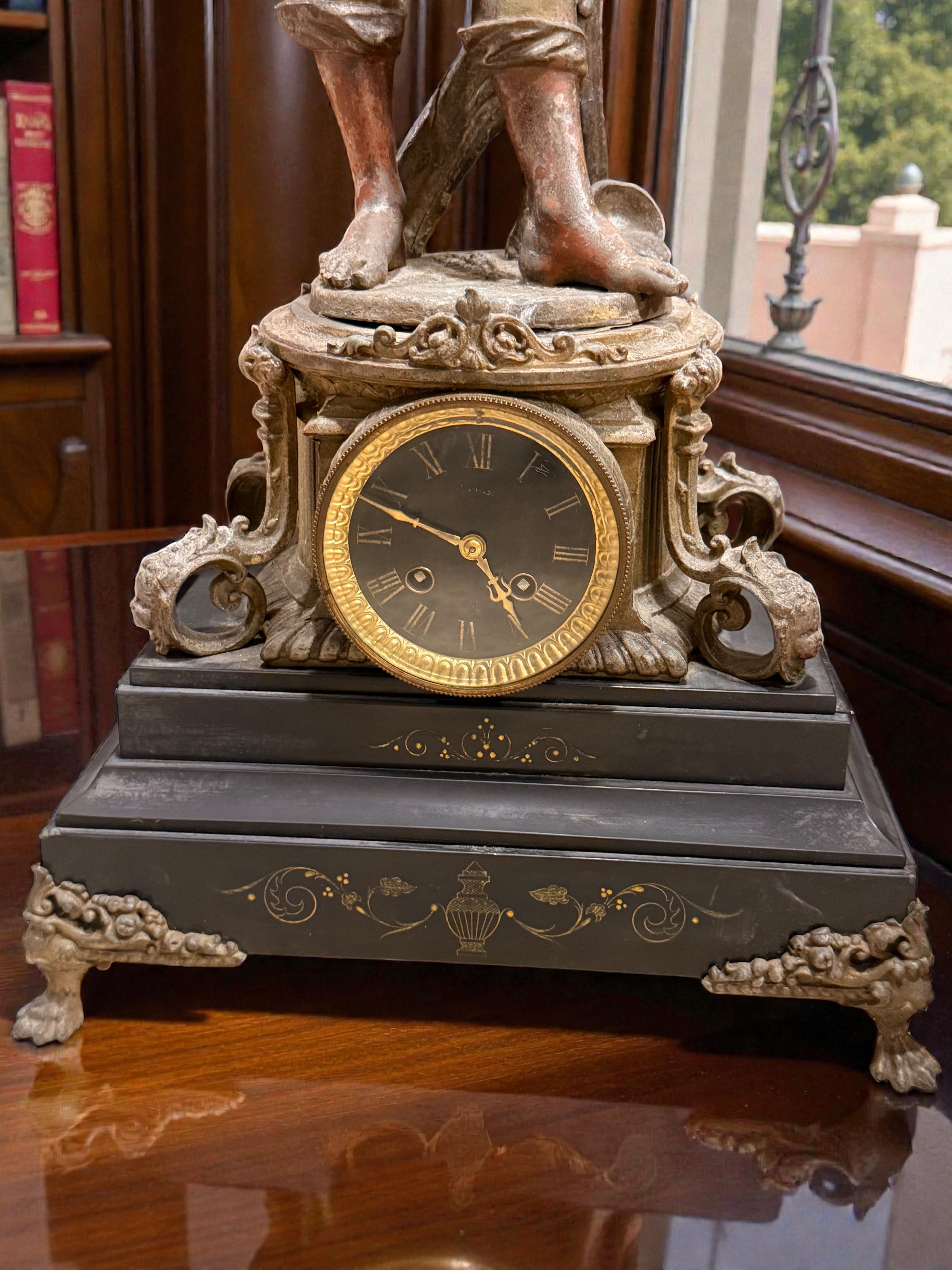 French Belle Époque Statue Lamp with Clock

Émile Bruchon – “Boy Holding a Nest”