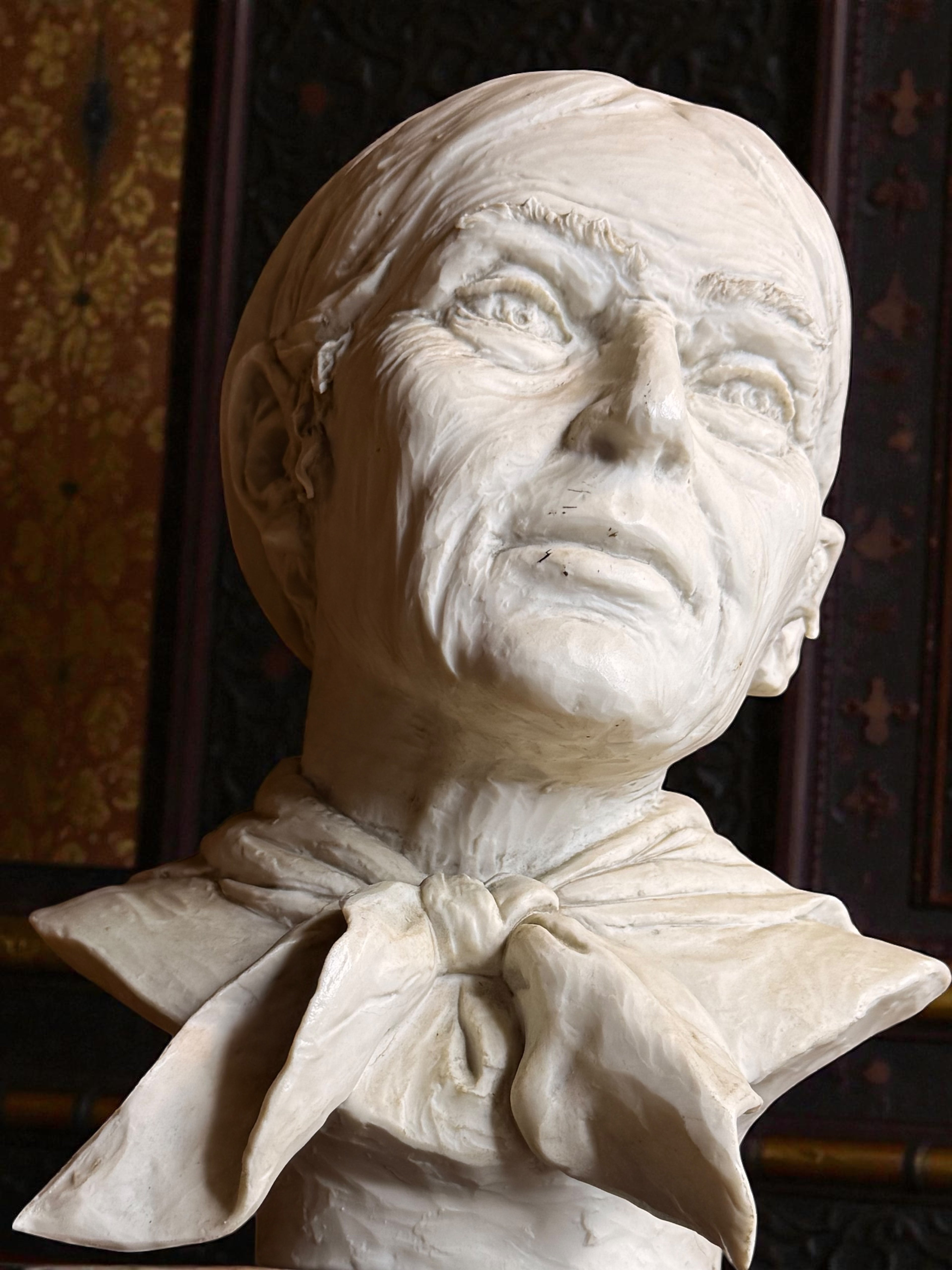 Signed Vintage Portrait Bust Sculpture on Wooden Base – Dutch, 1978